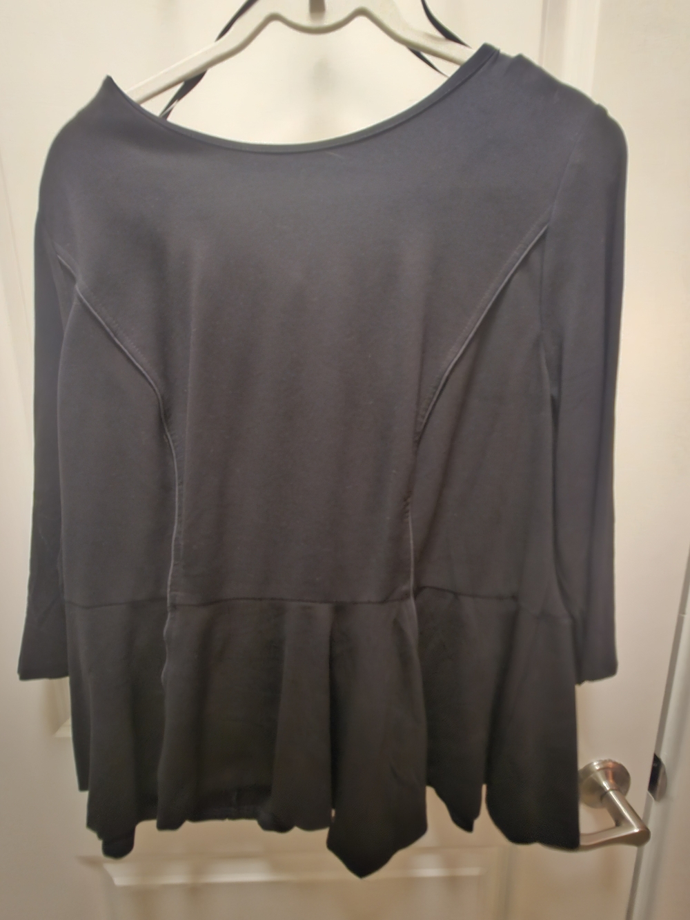 Eloquii Black Peplum Three-Quarter Sleeve Top